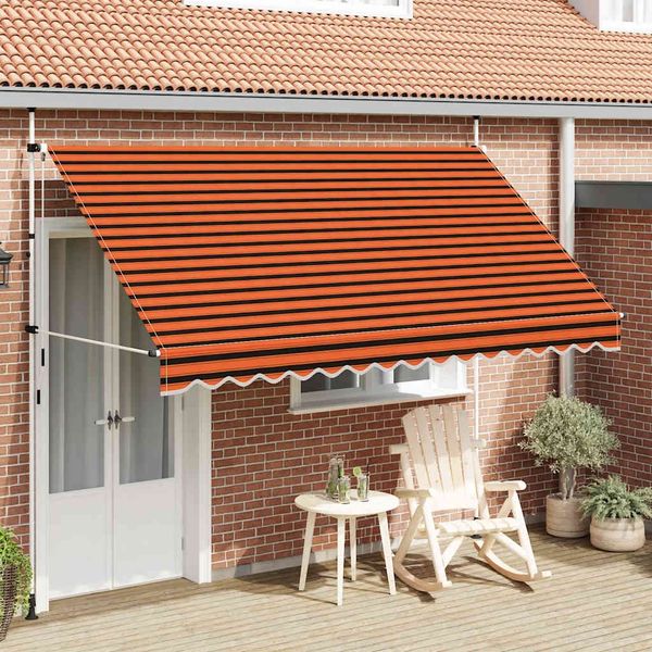 vidaXL Einziehbare Markise Handbetrieben 350 cm Orange und Braun 145839