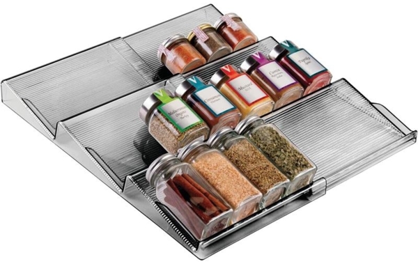 Gewürzhalter ausziehbares Gewürzregal Schubladeneinsatz mDesign rauchfarben