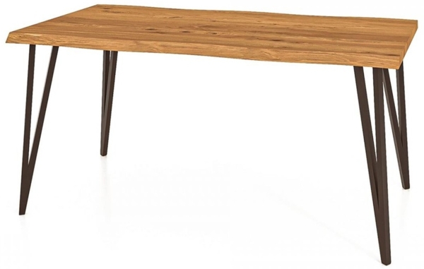 Esstisch Rolo aus Wildeiche massiv in 100x200 cm mit Metallbeinen und Baumkanten