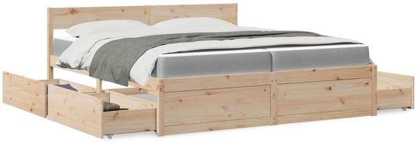 vidaXL Bett mit Schubladen und Matratze 200x200 cm Massivholz Kiefer 3281886