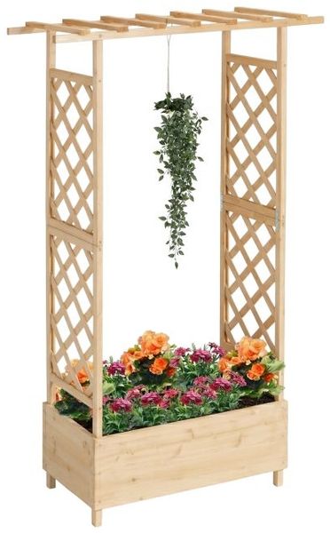 Relaxdays Blumenkasten mit Rankgitter & Dach