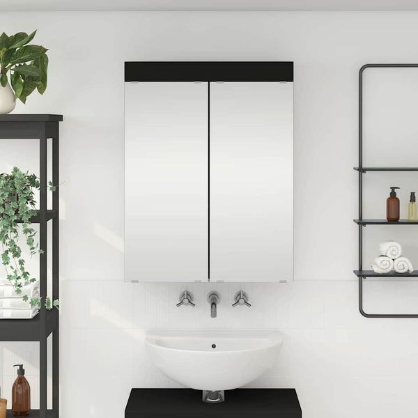 vidaXL Badezimmerspiegelschrank TULUM Schwarz 60 x 16,5 x 78 cm 880362