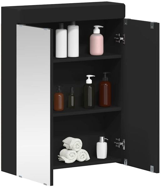 vidaXL Badezimmerspiegelschrank TULUM Schwarz 60 x 16,5 x 78 cm 880362 Bild 3