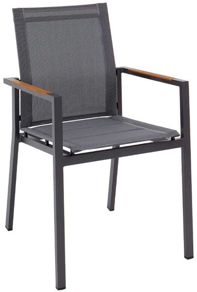 Gartenstuhl Aline II, Aluminium, Grau, Schwarz, 56 x 85 x 60 cm