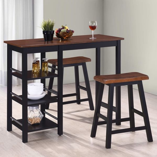 vidaXL Bar Set 3 Stück MDF Schwarz 245363