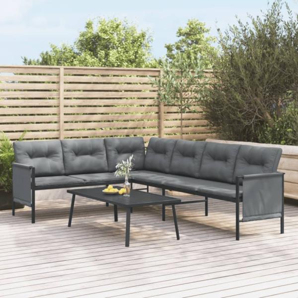 vidaXL Garten-Ecksofa Anthrazit Stahl und Textilene 362812