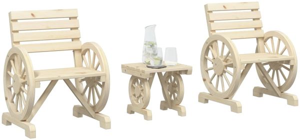 vidaXL 3-tlg. Garten-Lounge-Set Massivholz Tanne 3207129