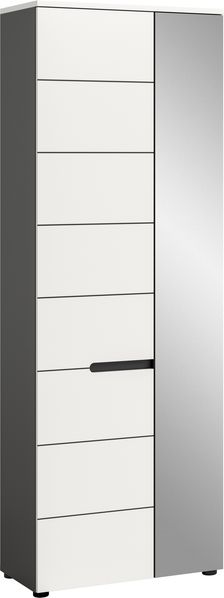 Garderobenschrank >Canu< in Basalt Grau / Weiß - 65x190x37cm (BxHxT)