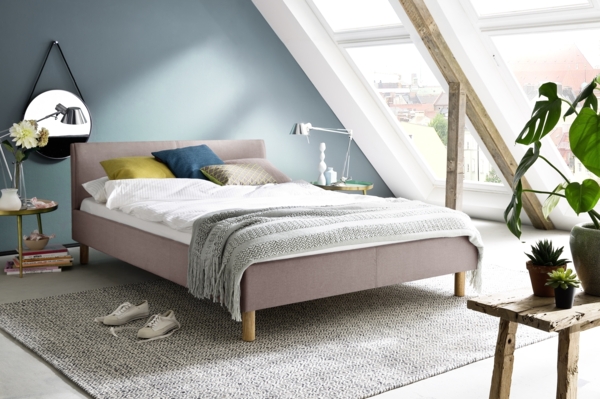 Polsterbett >Lena< Liegefläche 140x200cm, altrosa, Stellmaß: 145x76x208cm (BxHxT)