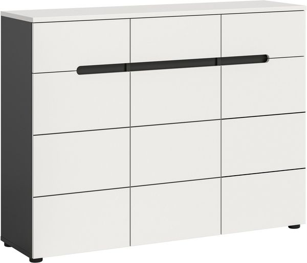 Home affaire Garderobenschrank REHAT, TOPSELLER!, Breite 120 cm, 3 Türen, 3 Schubkästen, 12 Fächer (1-St, in verschiedenen Farben erhältlich, Platz für ca. 24 Paar Schuhe) Schuhschrank, Kommode, Schuhkommode, Anrichte, Sideboard
