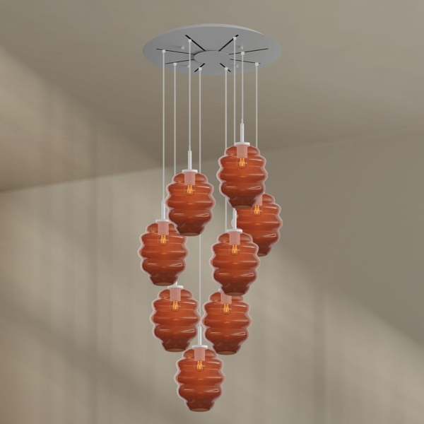 s.luce Echos Galerieleuchte 8-flammig Ø 80cm Baldachin Ø 25cm Braun, Weiß