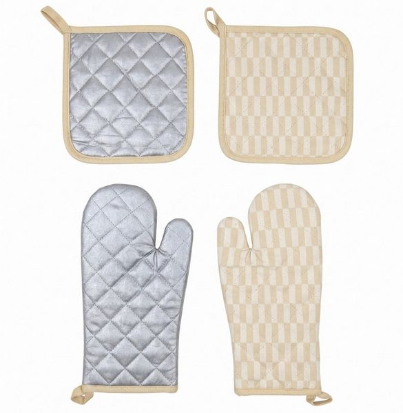 kamelshopping Topflappen 4-tlg. Set: 2 Ofenhandschuhe, 2 Topflappen, Obermaterial Baumwolle, Hochwertige Topfhandschuhe mit Aufhängeschlaufe, für Herd & Backofen