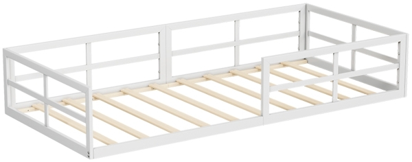 Bodenbett aus Metall Minno Weiß 205 x 95 cm ohne Matratze Vitalispa