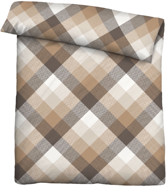 Traumhaft schlafen - Castell - Markenbettwäsche Baumwoll Satin Bettwäsche 0060473 CHECK, chocolate, 1x 135x200 cm + 1x 80x80 cm