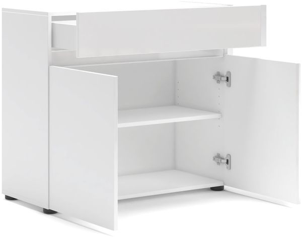 Sideboard >Mister< in weiss, Lack Hochglanz - 90x80x38cm (BxHxT) Bild 4