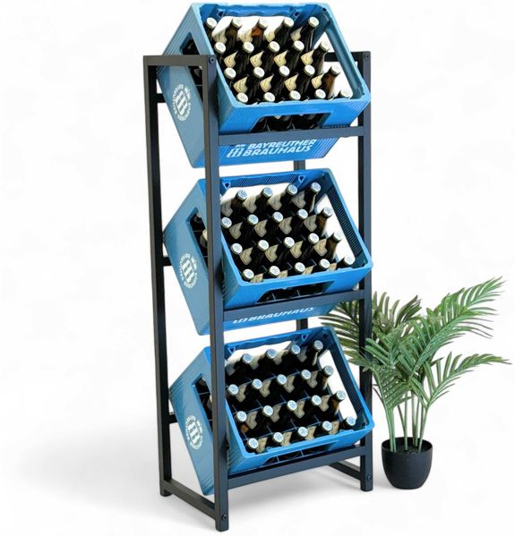 DanDiBo Getränkekistenregal 3 Kisten Schmal Metall Stehend 96599 Kistenregal Getränkekistenhalter 47 cm Getränkeregal