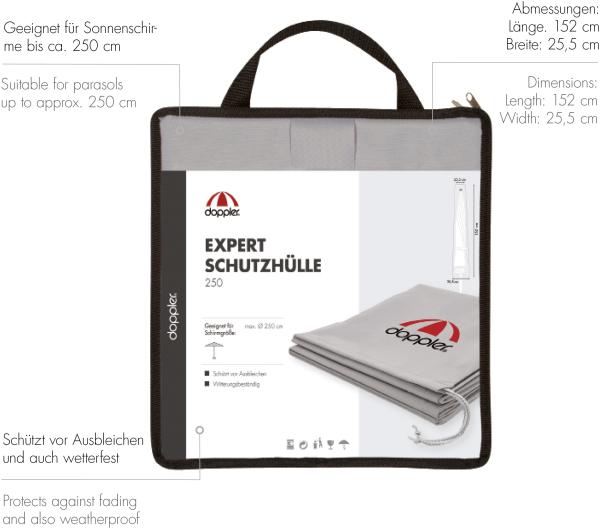 Doppler "Expert" Schirmhülle für Sonnenschirme inkl. Tragetasche, für Mittelmastschirme bis Ø 250 cm