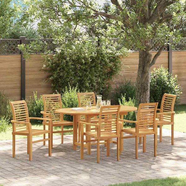 vidaXL Garten Essgruppe 7 pcs Braun Massivholz Teak 3383948