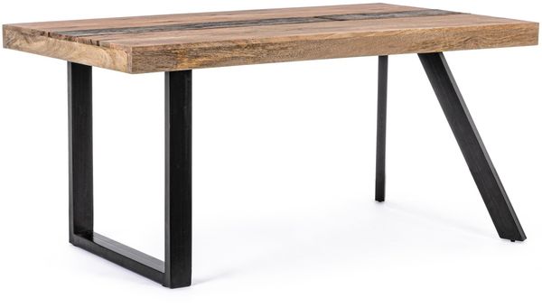 Esstisch Esterna aus Mangoholz, modern mit Metallgestell, naturfarben, 160 cm, für 4–6 Personen
