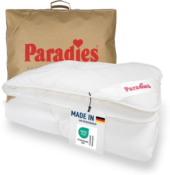 Paradies Kunstfaserbettdecke Prima Bio, Füllung: 100% Polyester, Bezug: 100% Baumwolle kbA, kuschelige Ganzjahresdecke