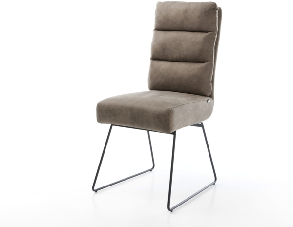 Esszimmerstuhl Pela-Flex Mikrofaser Taupe Vintage Kufengestell Schwarz Taschenfederkern