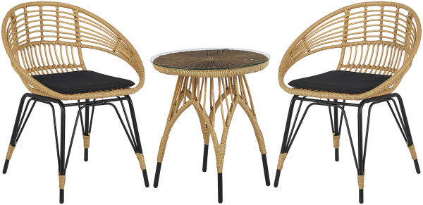 Bistro Set mit Kissen Schwarz PELLARO