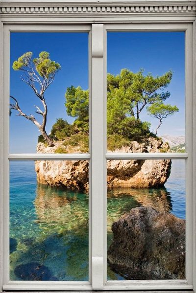 queence Wandsticker Insel, Wandsticker, Wandbild, selbstklebend, 3D, Fenster