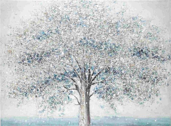 Bild White Tree Kiefernholz Leinwand, klassisch, Weiß Bunt, 120x90 cm, rechteckig, Indoor