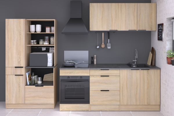 Fumay 21 Küchenbuffet Eiche Betonoptik mit Hängeschrank