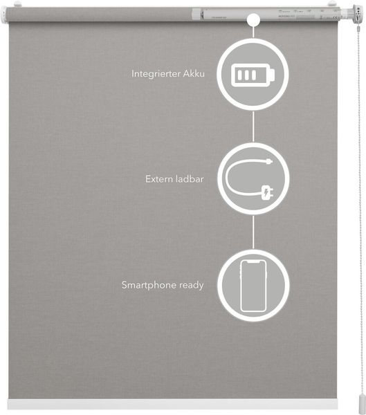 Lichtblick Sonnenschutzsysteme GmbH Bluetooth-Rollo Mailand 100 cm x 190 cm (BxL) Taupe Tageslicht; Klemm- und schraubbar; Motor per App oder manuell steuerbar Bild 3