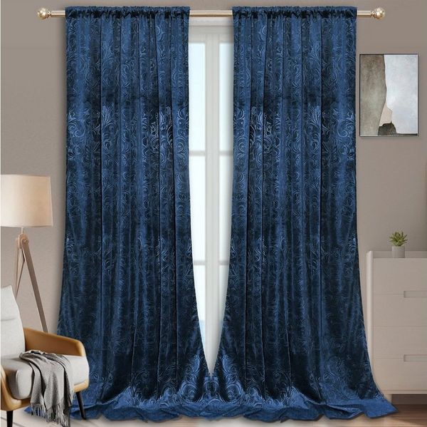 Rosnek Vorhang Luxuriöser, geblümter Samt, für Wohnzimmer Schlafzimmer Deko (2 St), Stangendurchzug, verdunkelnd, H×B: 183×132,213×132,244×132,274×132,304×132