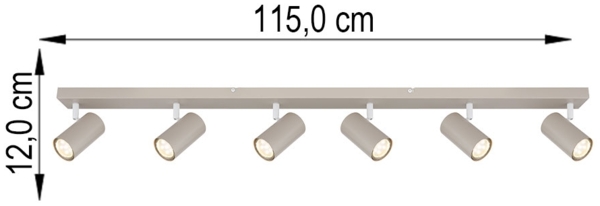 Deckenleuchte, Metall, sandfarben, schwenkbar, L 115 cm Bild 6