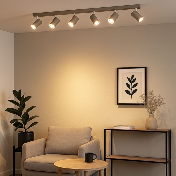 Deckenleuchte, Metall, sandfarben, schwenkbar, L 115 cm Bild 3