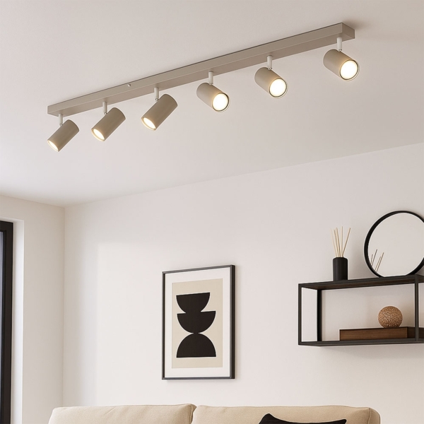 Deckenleuchte, Metall, sandfarben, schwenkbar, L 115 cm Bild 2