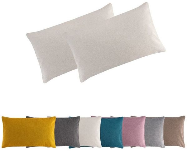 MOON Heimtextilien Kissenhülle 2er Pack Kissenbezug versch. Größen Polyester Reißverschluss Moon, Leinen-Optik