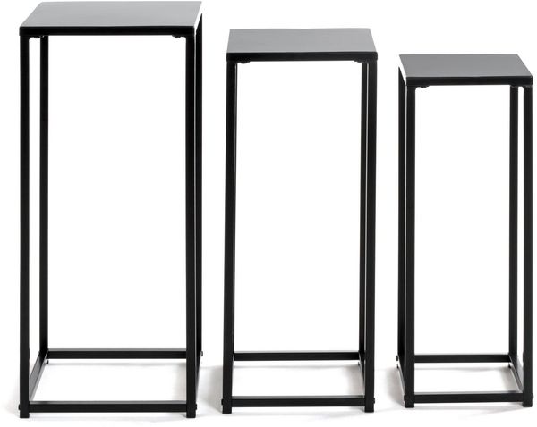 HAKU Möbel Blumensäule 3er Set, schwarz,