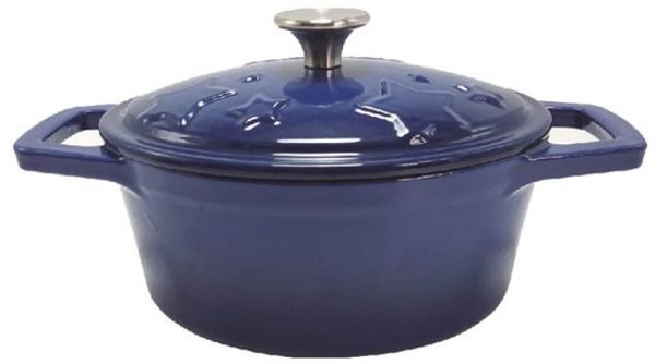 Grillfürst Dutch Oven Sternentöpfchen / Gusseisen Bräter - emailliert - S - blau