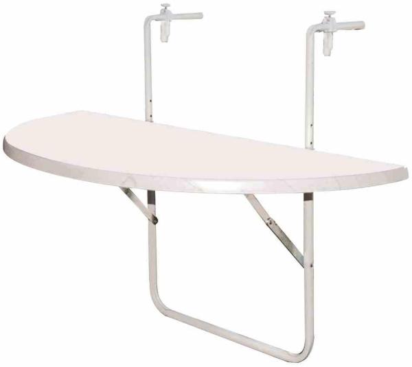 ALCO Balkonhängetisch 100x50 cm halbrund weiß höchenverstellbar klappbar