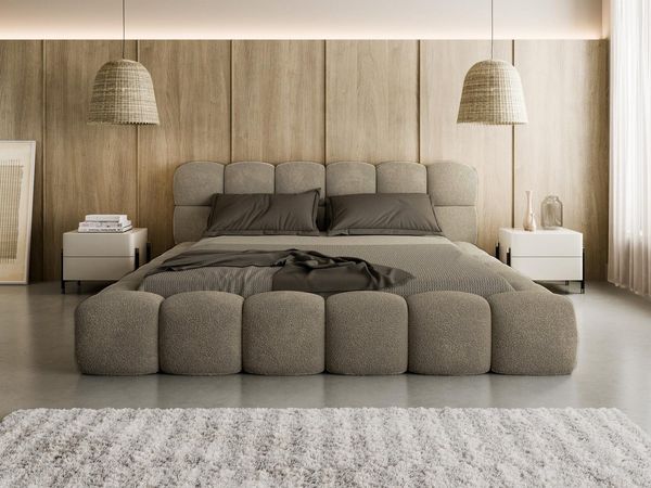 Compleo Polsterbett BUBBLE boucle Designerbett 140/160/180x200 BIZU, Wolkenbett, TOPSELLER Stauraumbett MADE IN EU