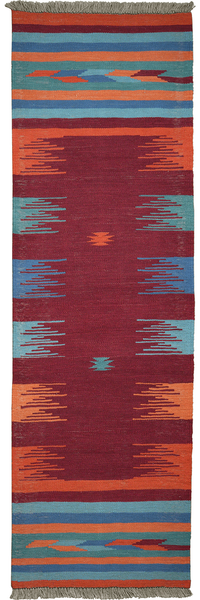 Looma 'Faezeh' Kelim Gashgai handgewebt, Schurwolle Bunt-Rot, 61x200 cm