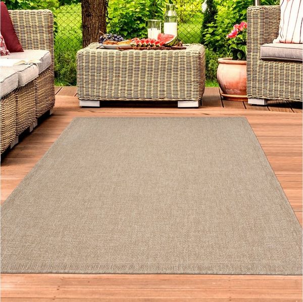 TeppichHome24 Outdoorteppich Teppichhome24 Teppich In- & Outdoorteppich Sisal Balkon braun beige, Rechteckig
