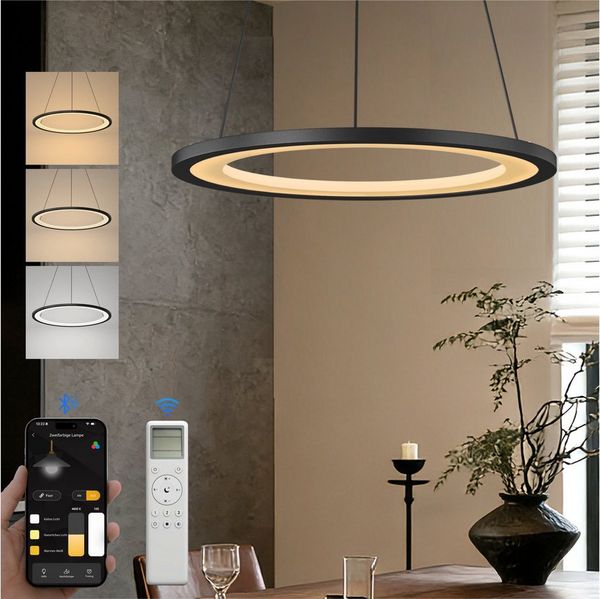 doporro Pendelleuchte Pendellampe Hängeleuchte höhenverstellbar stufenlos dimmbar Luvina01, Farbtemperatur von 3000–6000K einstellbar, LED-Pendellampe