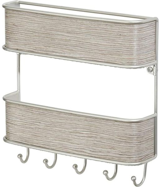 Schlüsselbrett Ablage grau Holz Schlüsselboard Briefablage Wandorganizer mDesign