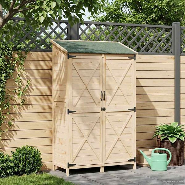 vidaXL Gartenschuppen Natur 106 x 56 x 176,5 cm Massivholz aus Fichte 42033480