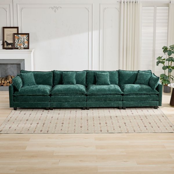 Modulsofa aus Chenille mit flexibler Modulbauweise, grün