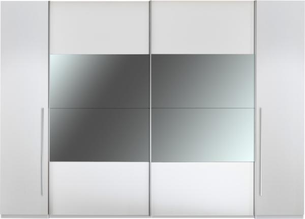 Kleiderschrank >Mega< in Weiß / Spiegel - 267x226x60cm (BxHxT)