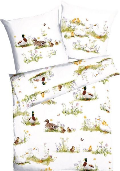 Kaeppel Bettwäsche Bettwäsche "Enten und Gänse", Mako-Satin, Mako-Satin Blumen/Motiv/Tiermotive