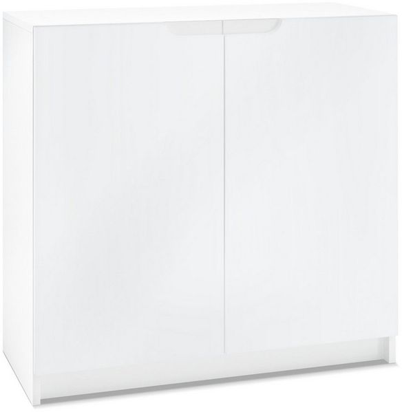 Vladon Kommode Logan (Kommode, mit 2 Türen), Weiß matt/Weiß matt (82 x 78 x 37 cm)