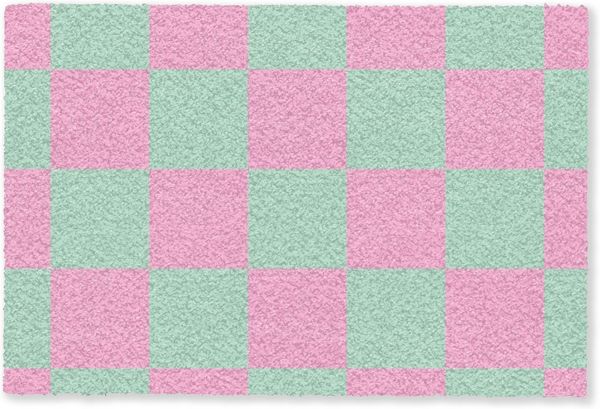 MuchoWow Fußmatte Schachbrettmuster - Grün - Rosa - Würfel, Rechteckig, innen Schmutzfangmatte, Tür, Schmutzfänger Flur, Teppich 60x40 cm