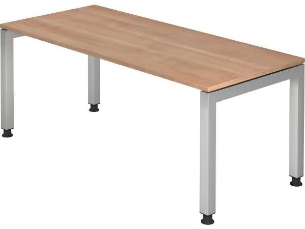 Schreibtisch JS19 U-Fuß eckig 180x80cm Nussbaum Gestellfarbe: Silber